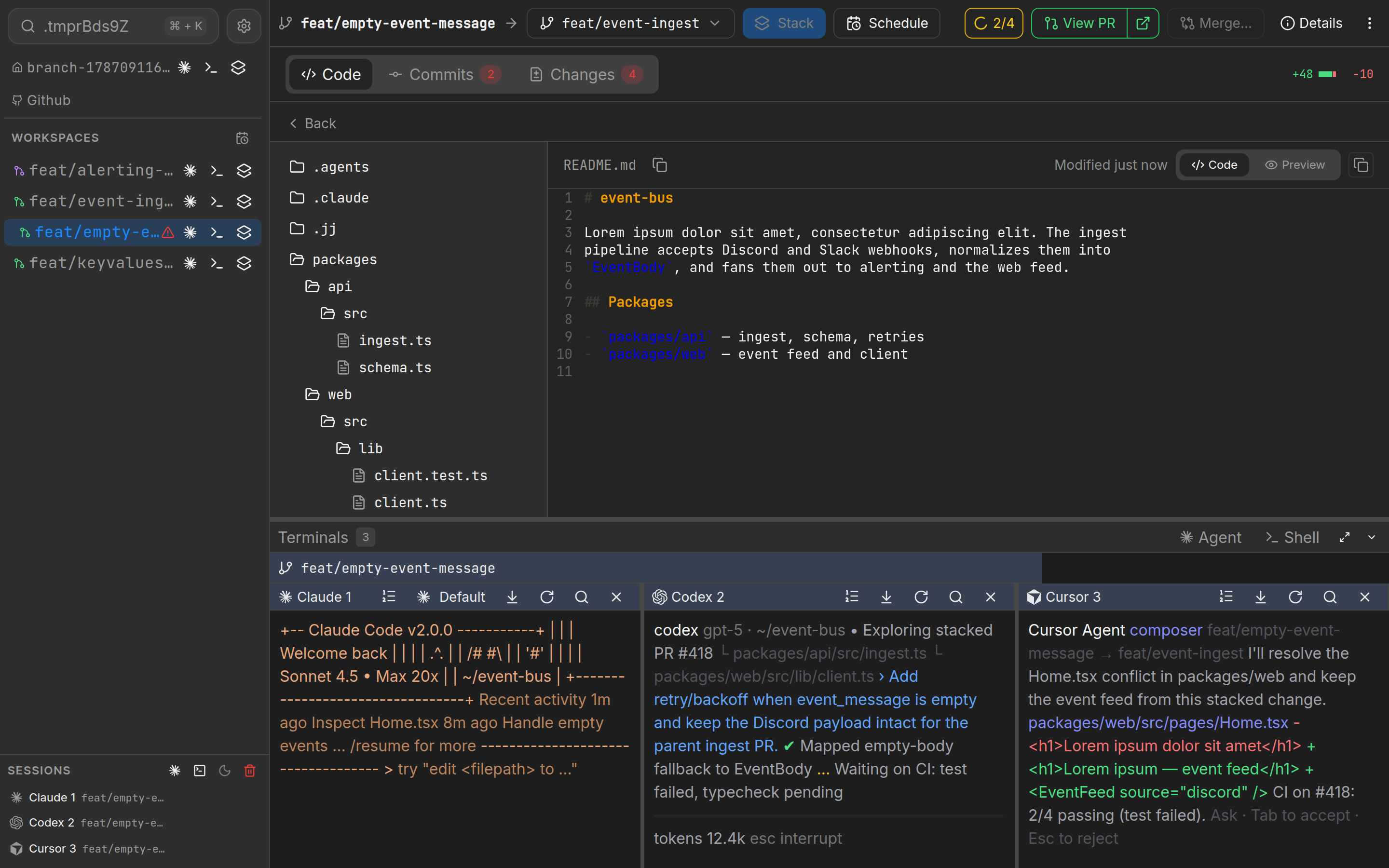 Treq Changes tab with a resolved GitHub review thread and a local comment that says remove this